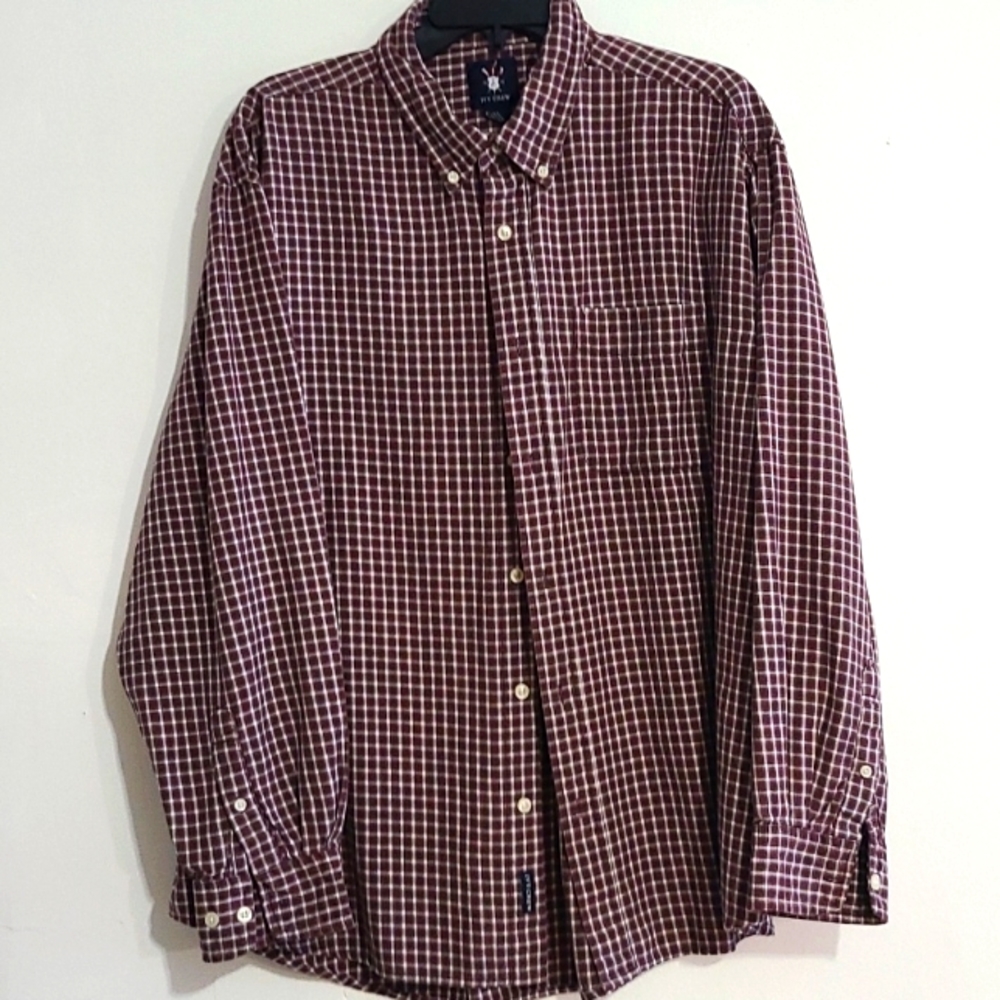 IVY CREW BURGUNDY PLAID  MEN'S XXL LONGSLEEVE BOTTON DOWN SHIRT  B-80